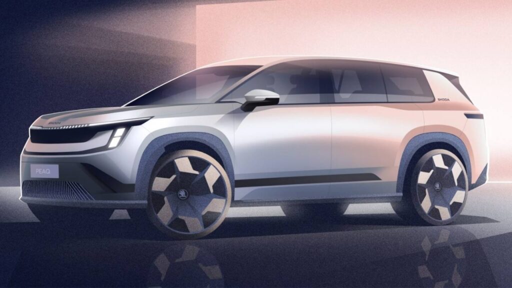 Skoda Peaq Official Sketch: Up to 1,010L Boot, 7 Seats, 600 km Range - June 23