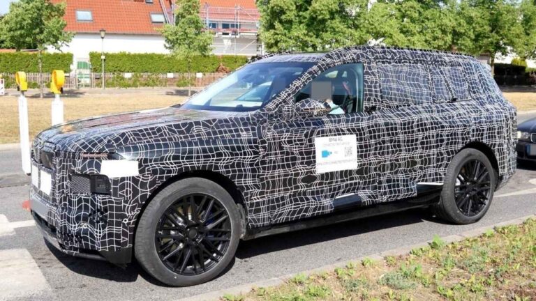 BMW iX7 Test Mule Spied with near-production lights ahead of its 2027 debut