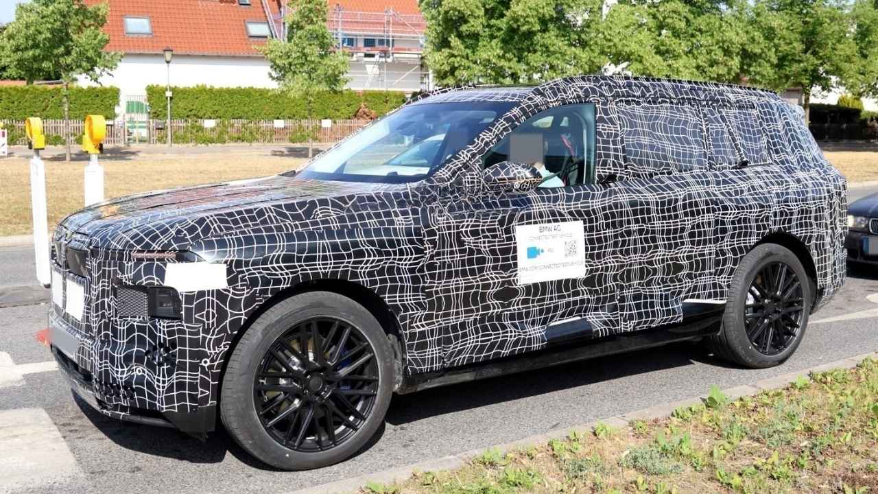 BMW iX7 Test Mule Spied with near-production lights ahead of its 2027 debut